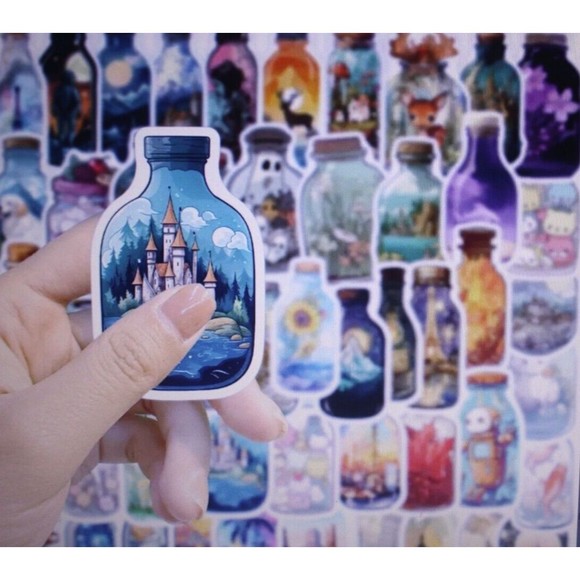 50 pcs Bottle Unique Shaped  Stickers Vinyl Decals Theme Variety Waterproof NIP - Picture 2 of 6